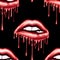 SEAMLESS PATTERN -  DRIPPING METALLIC LIPS ON SOLID COLOR BACKGROUND