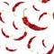 Seamless pattern with dry bright chili peppers on white background.