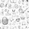 Seamless pattern Easter collection. Hand drawn