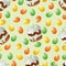 Seamless pattern, easter Easter cakes and eggs.