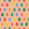 Seamless pattern of Easter eggs stickers of different pastel colors