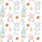 Seamless pattern of Easter gnomes, snails and branches