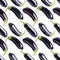 Seamless pattern eggplants on white background isolated close up, brinjal repeating ornament, aubergine wallpaper, fresh vegetable