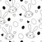 Seamless pattern with eggs, hearts and bunnies. Easter holiday black and white background for printing on fabric, textile, paper f