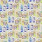 Seamless pattern eith watercolor Amsterdam houses