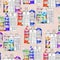 Seamless pattern eith watercolor Amsterdam houses