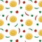 Seamless pattern with elements of Caucasian cuisine on white background.