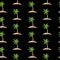 Seamless pattern with embroidery stitches imitation little palm