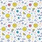 Seamless pattern with emoji in memphis style.
