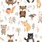 Seamless pattern of Enchanting boho Animal Pattern watercolor. Wrapping paper pattern