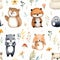 Seamless pattern of Enchanting boho Animal Pattern watercolor. Wrapping paper pattern