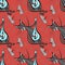 Seamless pattern, endless texture on a square background - cat with guitar and dancing mice - graphics. Party, fun