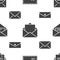 Seamless pattern with envelopes flat glyph icons. Mail background, message, open envelope with letter, email vector