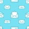 Seamless pattern with envelopes flat line icons. Mail background, message, open envelope with letter, email vector