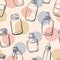 Seamless pattern with essential oil bottles