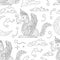 Seamless pattern with ethnic Thailand demons and creatures