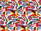 Seamless pattern European flags sketch style