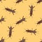 Seamless pattern with European mole cricket. Gryllotalpidae. hand-drawn mole cricket .