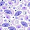 Seamless pattern with evil mystical eyes on white background in a hand drawn style. Illustration with magic symbols for