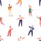 Seamless Pattern with Excited Children Boys And Girls Characters Pointing Fingers, Directing Attention With Gestures