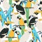 Seamless pattern exotic birds, natural animal wildlife, vector illustration