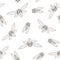 Seamless pattern with exotic cicada flies.