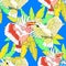 seamless pattern exotic cockatoo parrot pink Inca. vector illustration