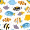 seamless pattern with exotic fishes