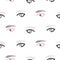 Seamless pattern eyes brows in hipster style. Vector youth texture background for print.