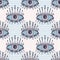 Seamless pattern with eyes magical pattern. Mystical icon hand drawn print. Cartoon style, sign esoteric, inspiration eye