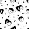 Seamless pattern with faces of boys and girls. Vector