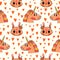 Seamless pattern with faces of squirrel and rainbow unicorn. Fashion kawaii animal. Vector illustration