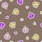 A seamless pattern with faceted crystals on monochromatic background