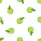 Seamless pattern with falling green apples with contour