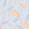 Seamless pattern falling leaves on a blue background