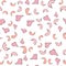 Seamless pattern falling rose petals, sakura. Confetti, cosmetics, beautiful floral background.