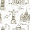 Seamless pattern of famous landmarks