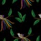 Seamless pattern fancy bird on the brunch embroidery stitches imitation