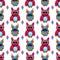 Seamless pattern with fantastic cute vector owl