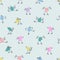 Seamless pattern with fantasy birds, chickens in cartoon style. Wallpaper, backgound for kids