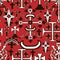 Seamless pattern with fantasy gothic crosses and sacred geometry elements on red