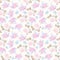 Seamless pattern with fantasy unicorns - butterflies and gentle light pink rose flowers. Wallpaper, wrapping design