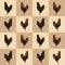 Seamless pattern farm Rooster bird silhouette, vector eps 10