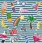 Seamless pattern with Fashion patches. stickers, pins and handwritten notes collection in cartoon 80s-90s comic style