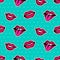 Seamless pattern with fashionable lips patch set