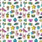 Seamless pattern with fashionable patch set