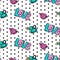 Seamless pattern with fashionable patch set. Hand drawn lips, love background