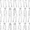 Seamless pattern of fashionable slender women sketches in summer clothing collection