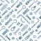 Seamless pattern of fasteners. Bolts, screws, nuts, dowels and rivets in doodle style. Hand drawn building material.