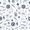 Seamless pattern of Fathers day. Dad champion. Hand drawn icons set on white background. Vector
